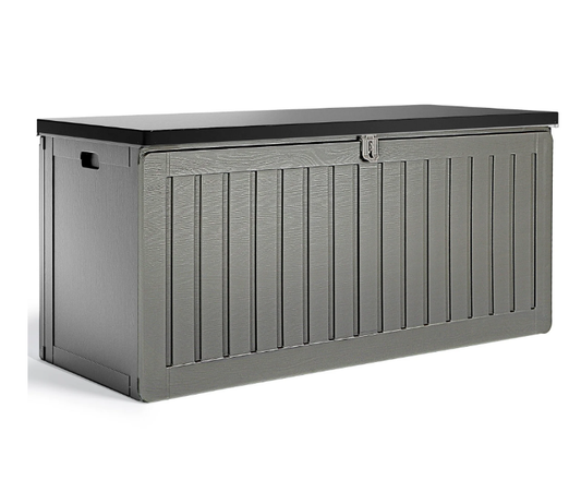 75GAL Deck Box, Outdoor Storage Box w/ Weight Capacity-270 lbs, Waterproof Storage Container with Lid for Outside Furniture Cushions, Garden Tools & Kids' Toys, Organization and Storage, Gray&Black