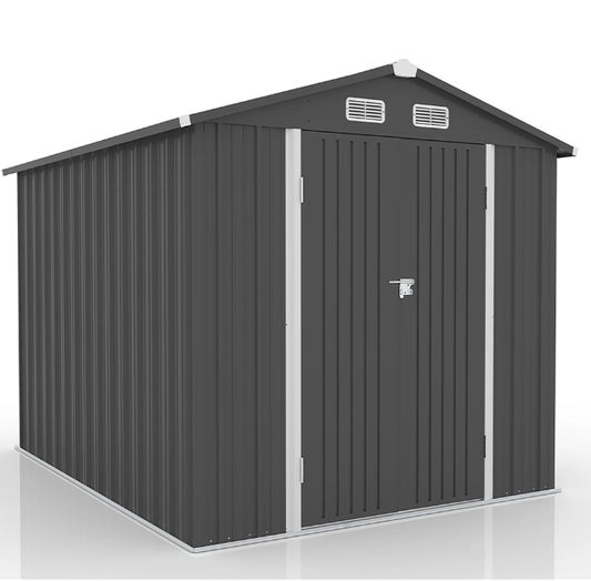 SYNGAR 10' x 8' Outdoor Metal Storage Shed, Tools Storage Shed, Galvanized Steel Garden Shed with Adjustable Shelves and Lockable Doors, Outdoor Storage Shed for Backyard, Patio, Lawn, D7812