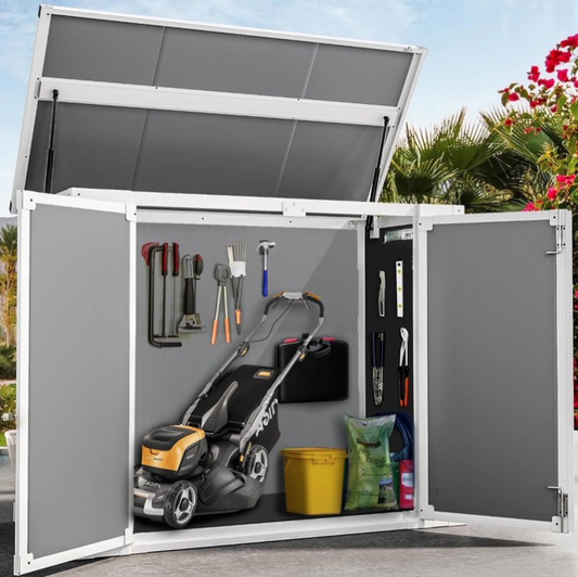 306 Gallon Outdoor Storage Shed & Deck Box, 41 Cu.Ft All-Weather Resin Storage Box, Lockable Double Door Shed for Storage of Garden Tools, Pool Accessories and Bikes, Storage Box for Garden, Yard