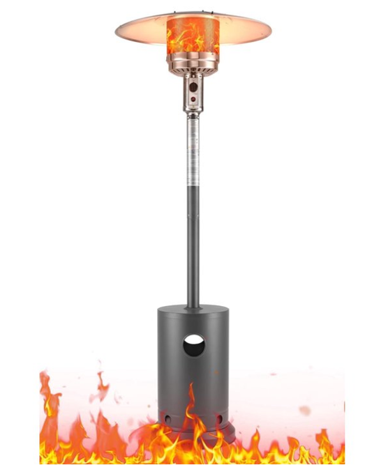48000 BTU Propane Patio Heater with 20ft Heating Radius, Outdoor Heavy Duty Heater with Wheels & Adjustable Thermostat, Commercial & Residential Use, Freestanding Heater for Yard&Porch, Sliver