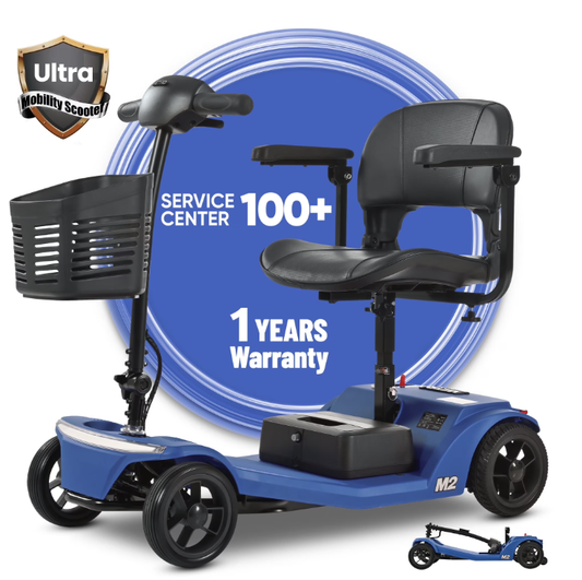 4-Wheel Foldable Mobility Scooter, SYNGAR 24V/12AH All-terrain Electric Scooter with Updated Removable Battery, Easy Assembly, Ideal for Seniors & Adults, Blue