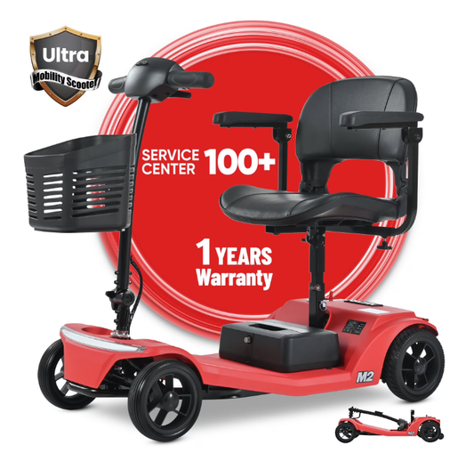 4-Wheel Foldable Mobility Scooter, SYNGAR 12AH All-terrain Electric Scooter with Updated Removable Battery, Easy Assembly, Ideal for Seniors & Adults, Red