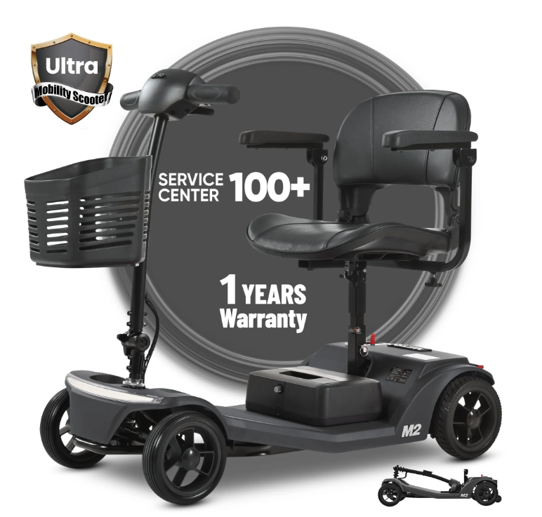 4-Wheel Foldable Mobility Scooter, SYNGAR 12V/12AH All-terrain Electric Scooter with Updated Removable Battery, Easy Assembly, Ideal for Seniors & Adults, Black