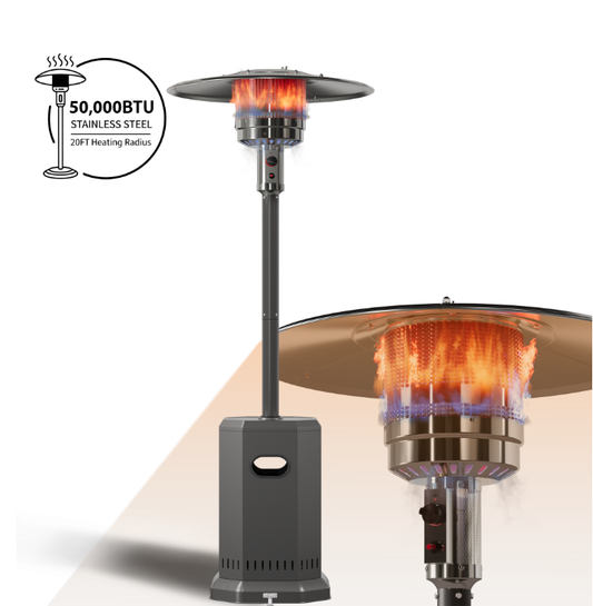 Syngar Patio Heater 50000 BTU "BTU" Silver Propane Patio Heater