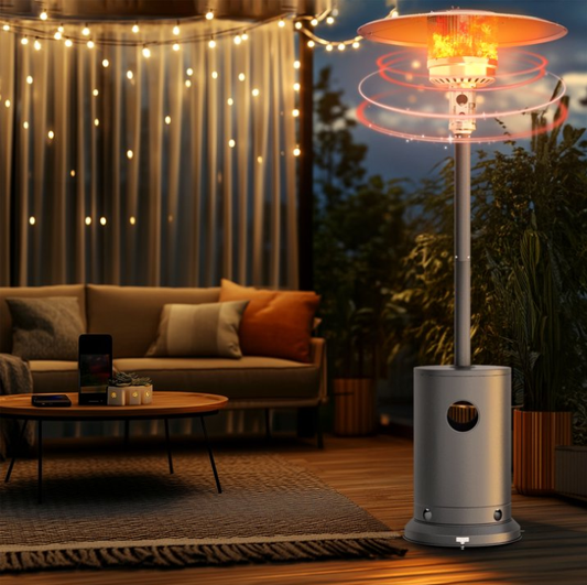 SYNGAR Patio Heater, 50,000 BTU Outdoor Propane Heater with Wheels, Quartz Glass Tube Gas Heater, ETL Approved, Black, D5101