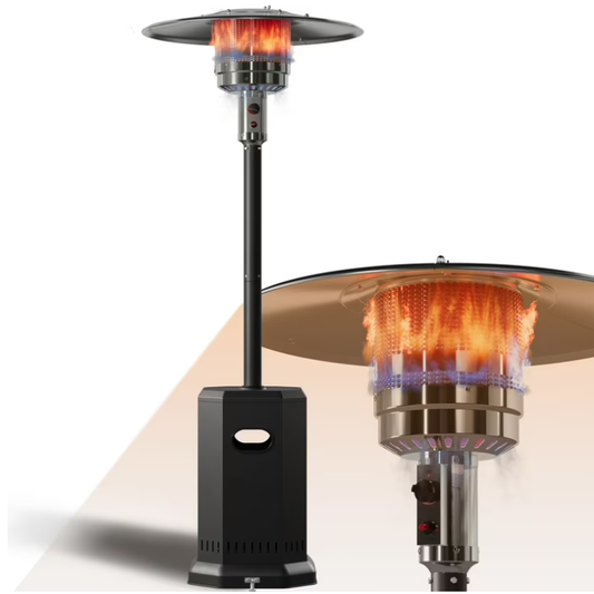 50000 BTU Propane Patio Heater with 20ft Heating Radius, Outdoor Heavy Duty Heater with Wheels & Adjustable Thermostat, Commercial & Residential Use, Freestanding Heater for Yard&Porch
