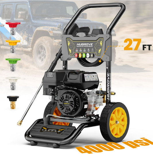 Syngar 4000PSI Pressure Washer with 27FT High-Pressure Hose & 5 Nozzle & Spray Gun, 2.6GPM, Gas Pressure Washer for Patio & Garage