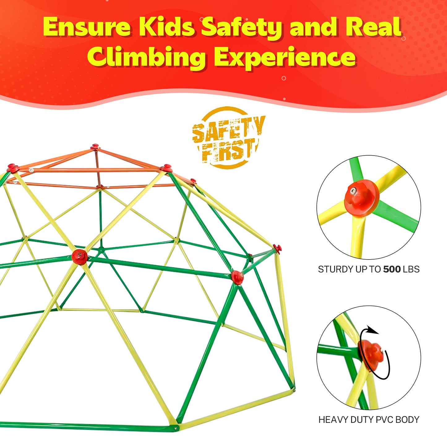6ft Climbing Dome, SYNGAR Kids Outdoor Geometric Dome Climber, Jungle Gym Dome for Boys/Girls Age 3-12 Years, Children Play Center, Support up to 500 lbs, D5599