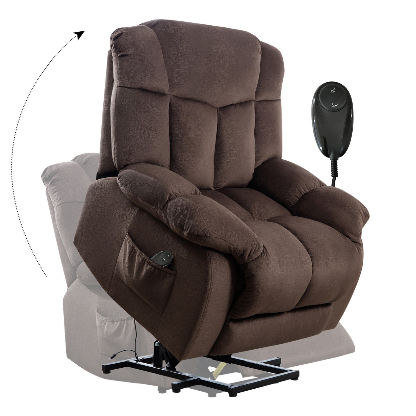 Electric Massage Chair with Remote Control, Power Lift Recliner Chair with Heat Therapy and Massage Function, Home Furniture Elderly Single Recliner Sofa for Living Room Bedroom, Brown
