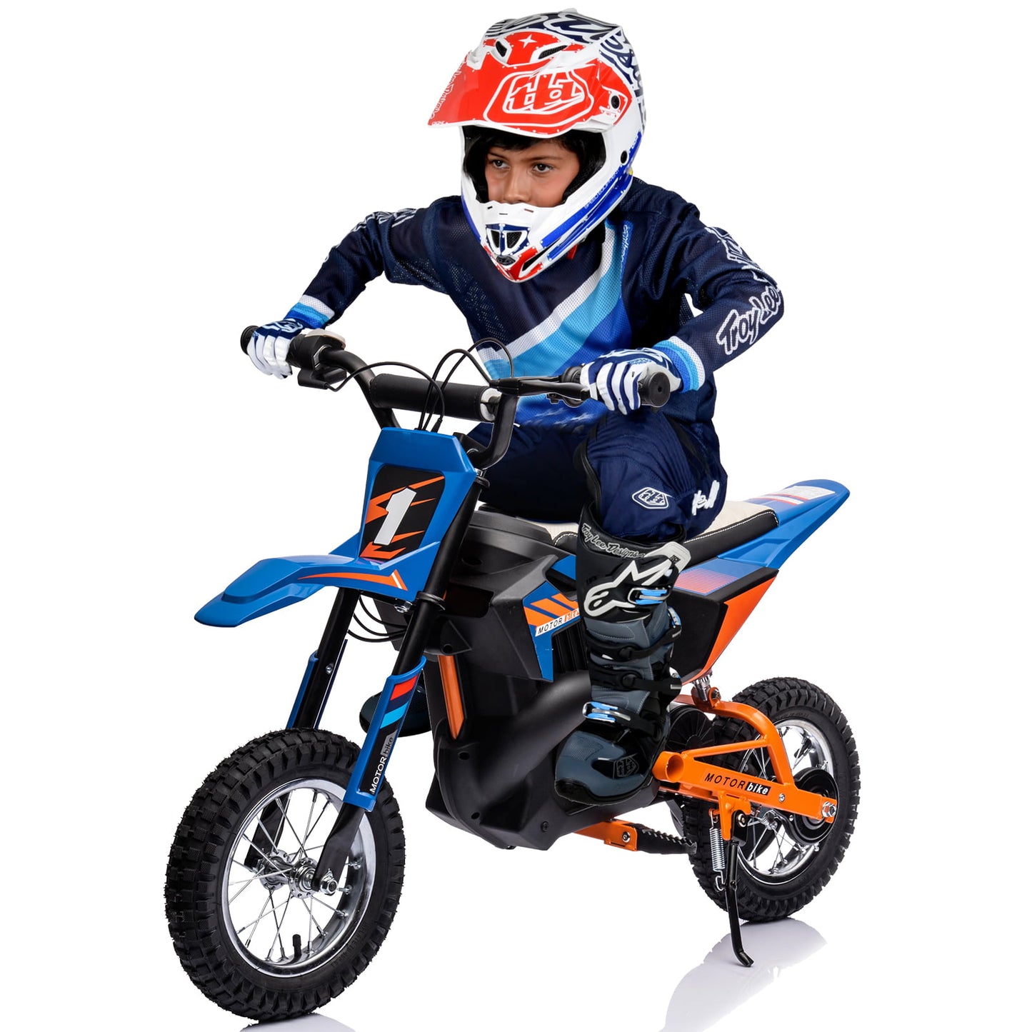 CASEMIOL 24V Electric Dirt Bike, 250W Electric Motorcycle-Up to 14 Miles Long-Range, Dual Suspension electric bike, Powered Ride On Car with Continuously Variable Speed System for Teens 13-15, Blue