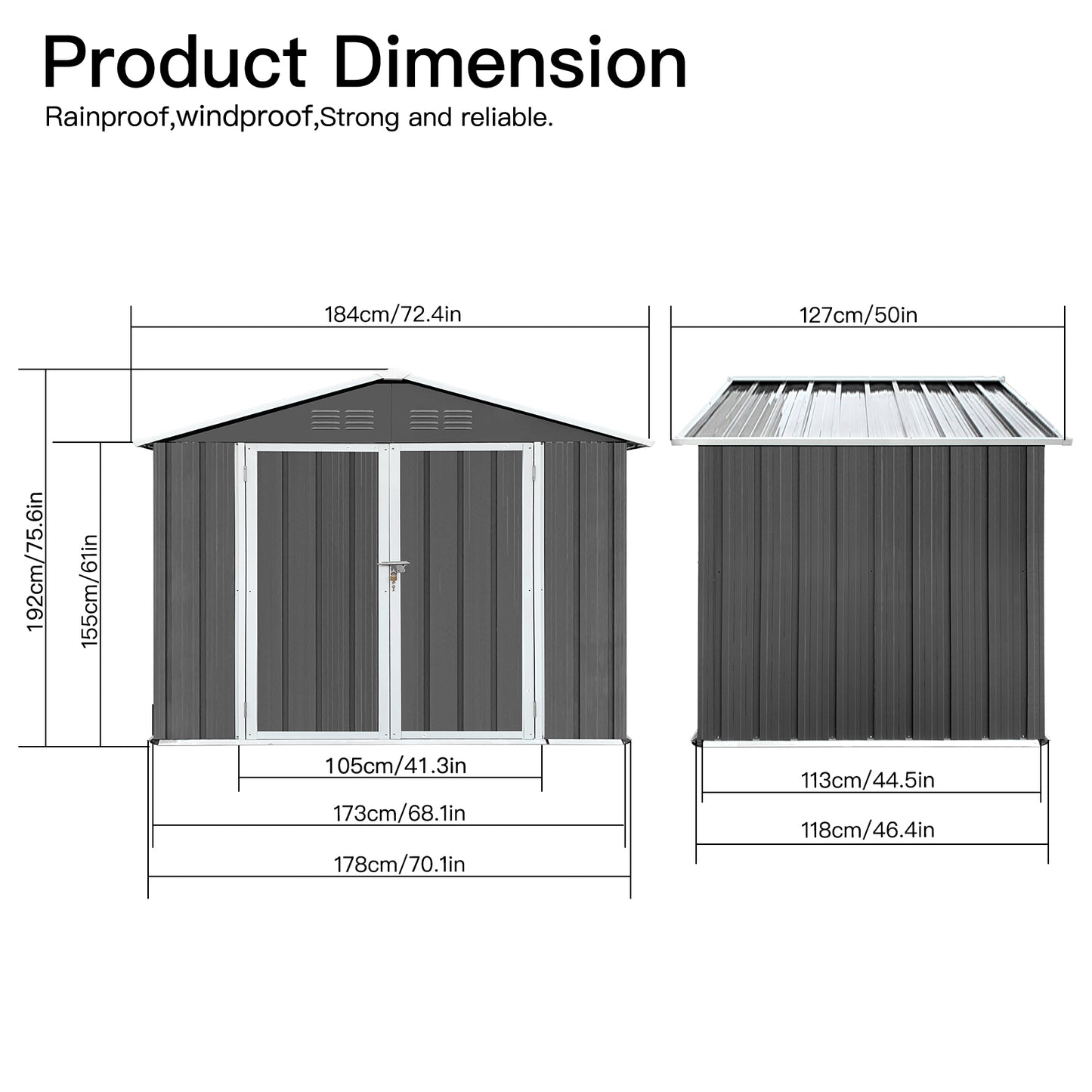 6' x 4' Outdoor Storage Shed, Metal Garden Shed with Lockable Doors, Tools Storage Shed for Backyard, Patio, Lawn, D9129