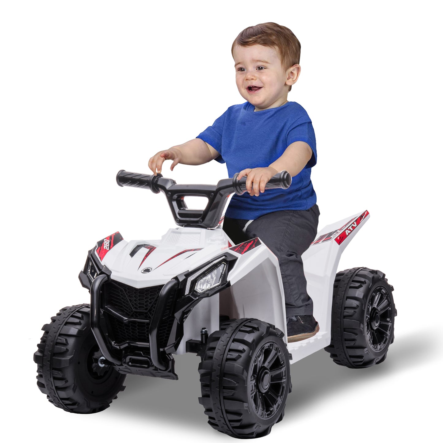 SYNGAR White Kids ATV, 6V Ride on Car with One-button Start and Rechargeable Battery, Electric Ride on Toy for 1.5-2.5 years Boy Girls