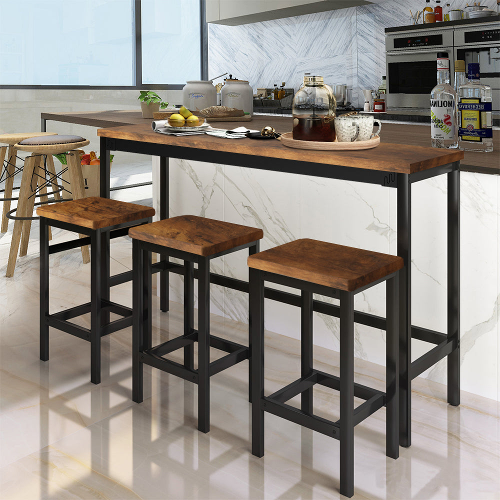 Dining Table Set for 3 People, 4 Piece Bar Table Set, Vintage Rectangu ...