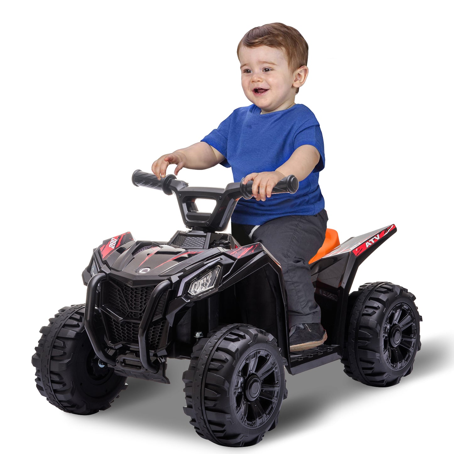SYNGAR Kids Ride on ATV, 6V Toy Vehicle with Rechargeable Battery, Electric Ride On Toy, Battery Powered Car for Kids Girls Boys, Black