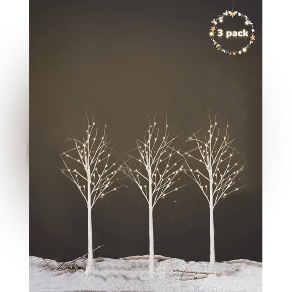 4Ft LED Birch Tree, Artificial Christmas Tree with 48 Warm White LED Lights, Light Up Birch Tree for Christmas Thanksgiving Party Wedding Decor, White Xmas Tree Lights for Outdoor and Indoor Use, K391