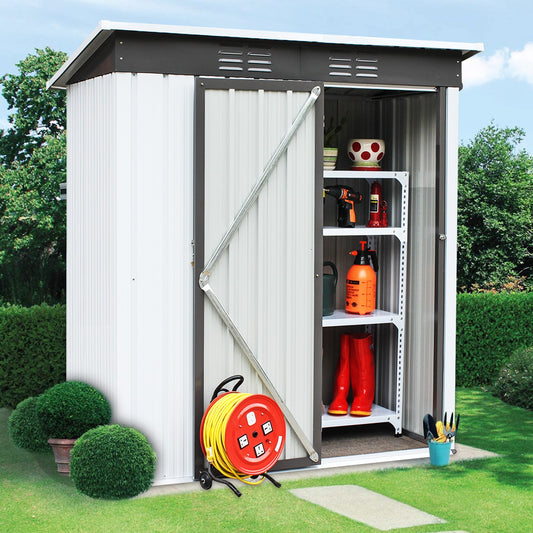 Outdoor Shed Storage Cabinet, 5FT X 3FT Garden Storage Shed Metal with Lockable Doors, Outside Vertical Shed for Patio Lawn Backyard Trash Cans Pet, LJ3915