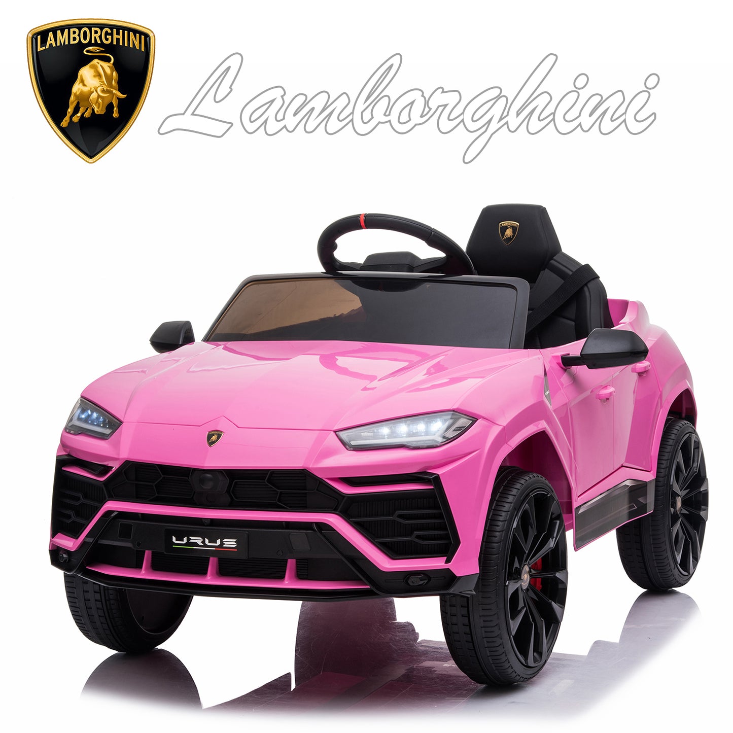 SYNGAR Licensed Lamborghini 12 V Powered Ride on Cars with Remote Control, 3 Speeds, LED Lights, MP3 Player, Horn, Kids Electric Vehicles Ride on Toy for Boys Girls, Pink