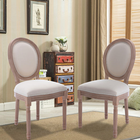 SYNGAR Upholstered Fabric Dining Chairs Set of 2, Solid Wood Modern French Kitchen Chairs, Beige
