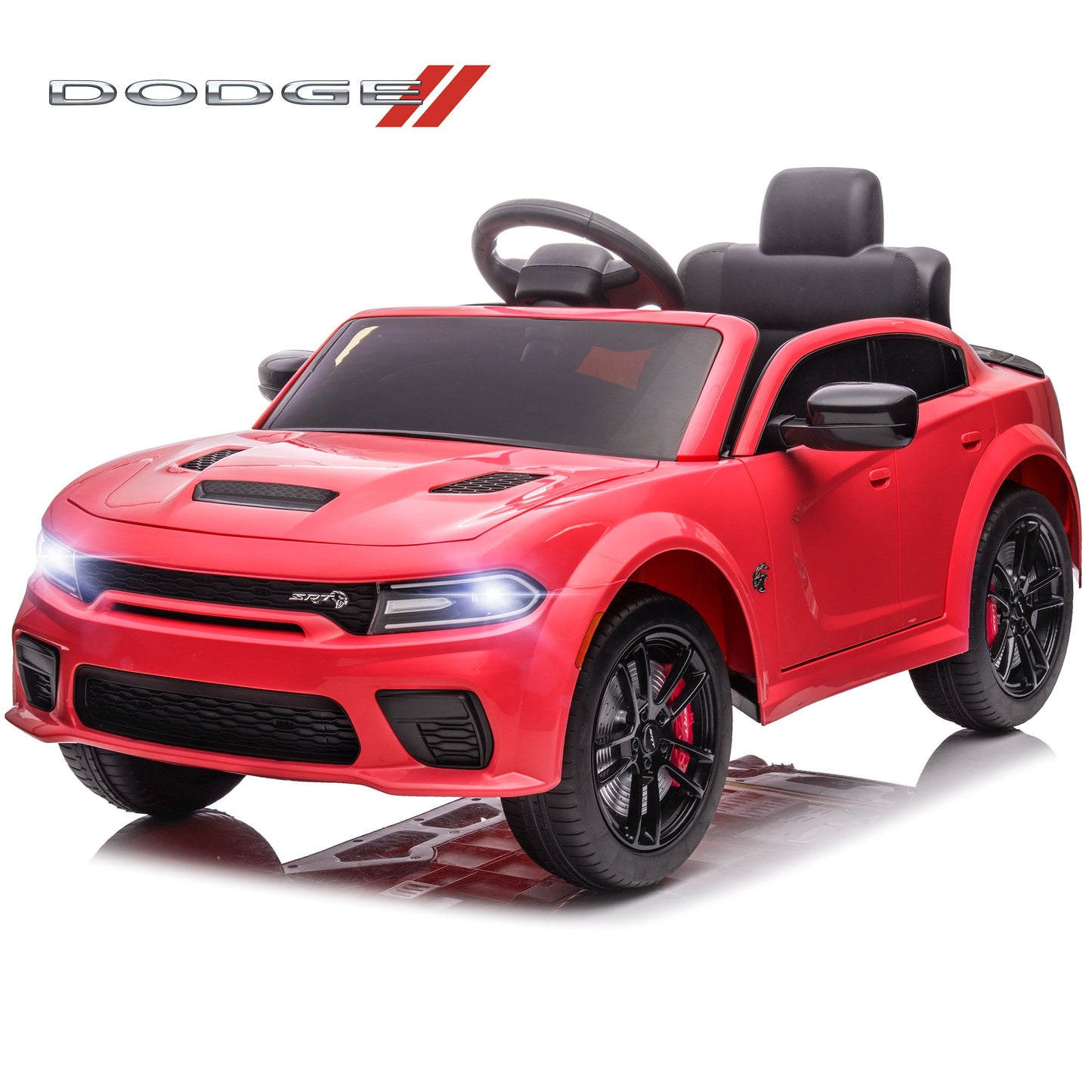iRerts Dodge 12 V Battery Powered Ride on Police Cars with Remote Control, Kids Boys Girls Electric Vehicles Ride-on Toys with Bluetooth, LED Lights, White