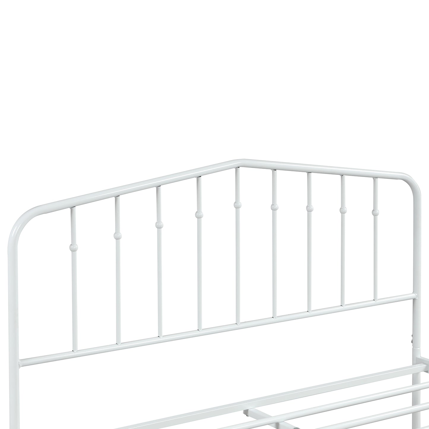 White Full Bed Frame, Metal Platform Bed with Headboard and Heavy Duty Slats for Bedroom Guest Room Dorm