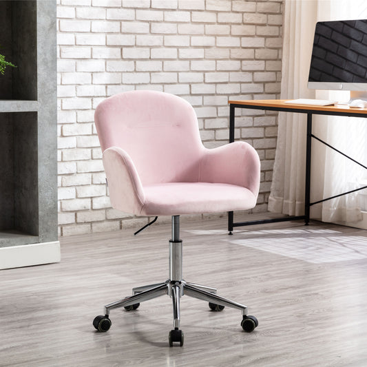 Modern Velvet Accent Chair, SYNGAR Comfy Upholstered Vanity Chair with 360 Degree Swivel, Height Adjustable Office Desk Chair, Task Chair with Soft Arm and Back for Home, Office, C06