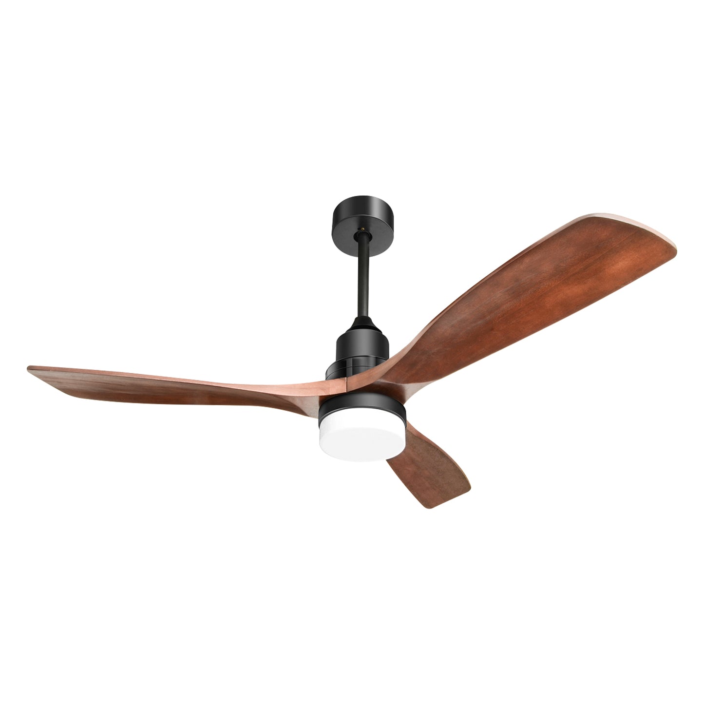 52-inch Modern Flush Ceiling Fans with Lights, 6 Speed Remote Control, Energy-Saving DC Motor, Natural Walnut Finish with 3 Wood Fan Blades