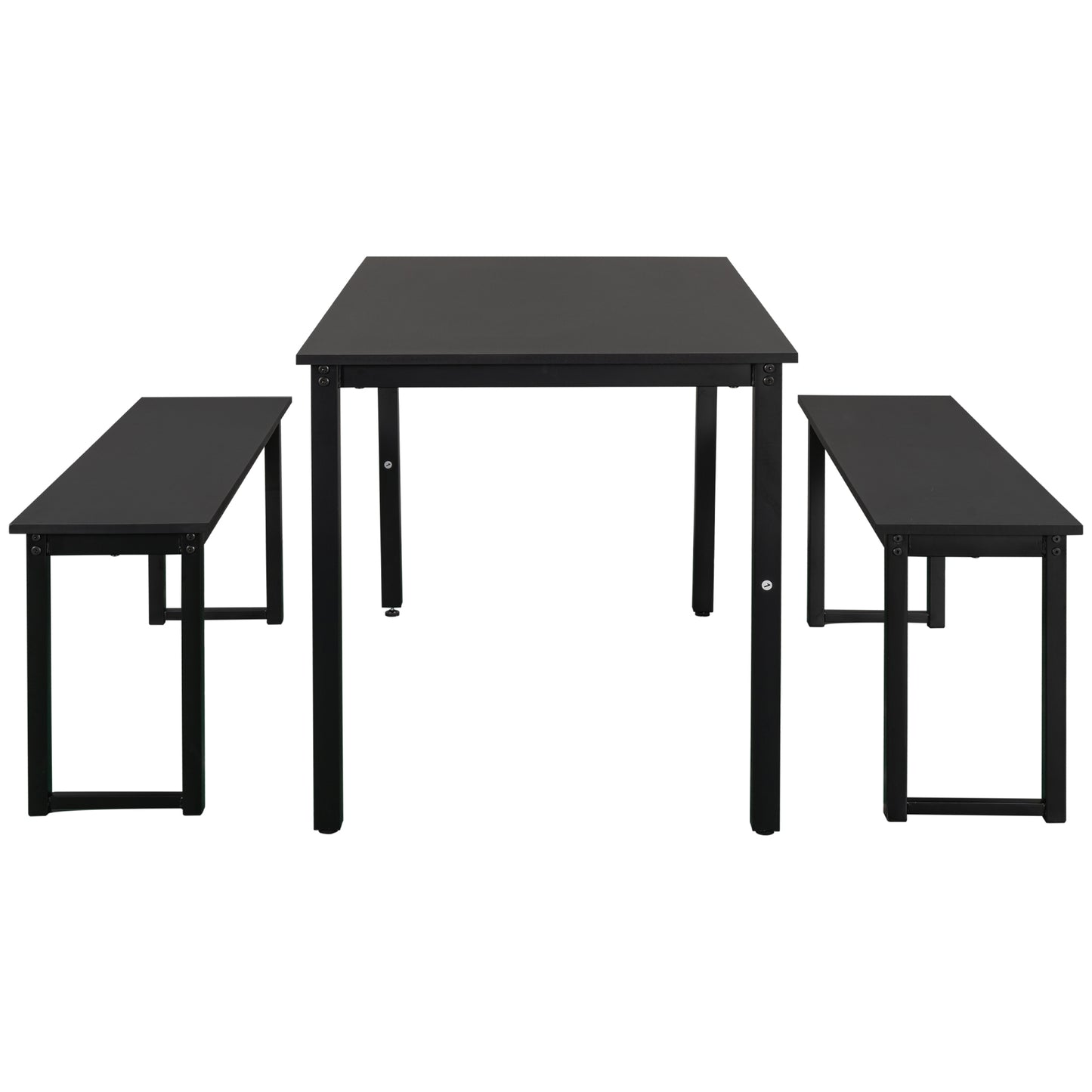 SYNGAR 3 Piece Dining Table Set, Modern Kitchen Table and Bench for 6, MDF Board Table Top and Metal Frame Kitchen Furniture Set, Breakfast Nook Table with 2 Benches for Home Apartment Office, B1207