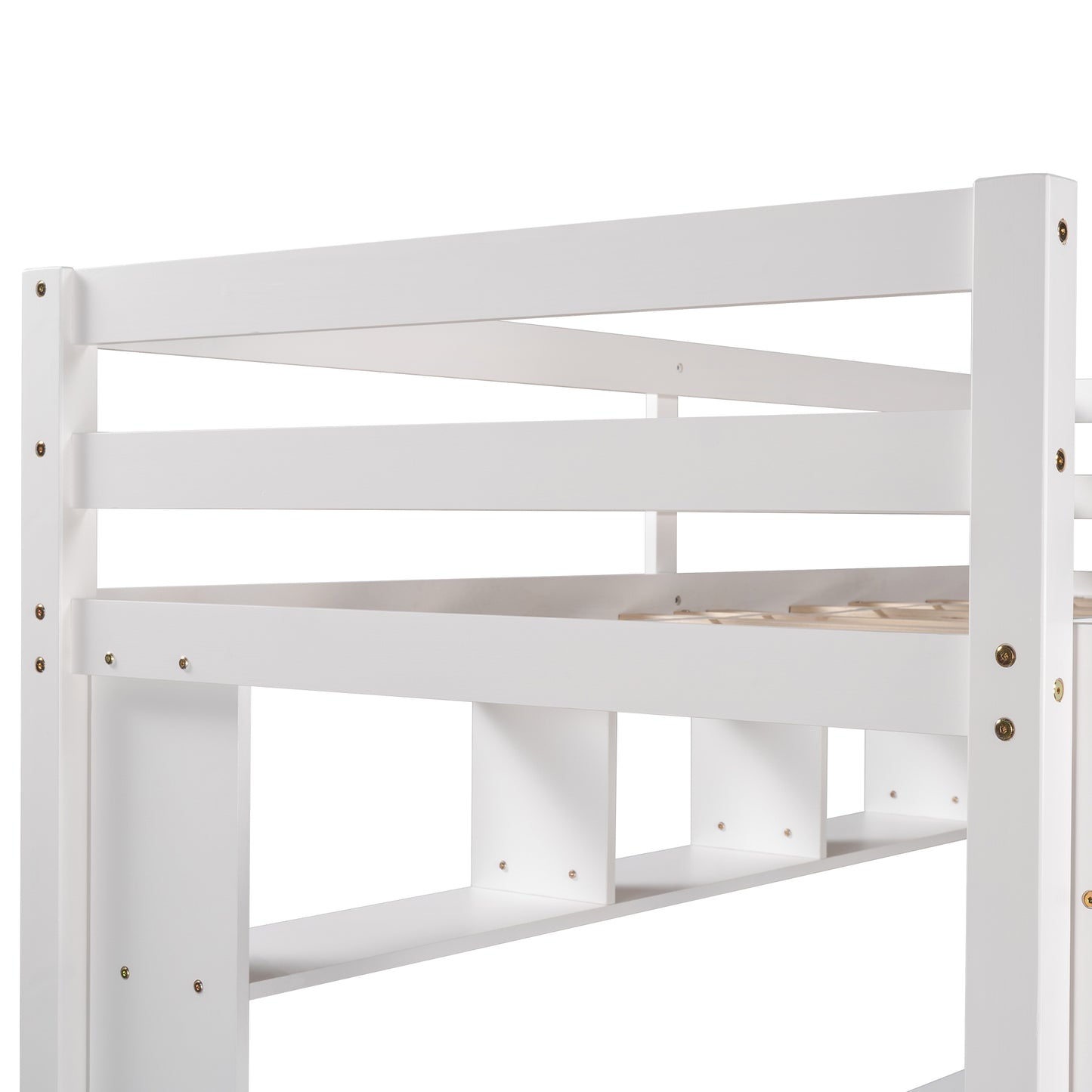 Syngar Loft Bed with Desk for Kids, Solid Pinewood Twin Loft Bunk Bed Frame with Ladder and Built-in Desk for Boys, Girls, Teens and Adults, No Box Spring Needed, White, LJ653