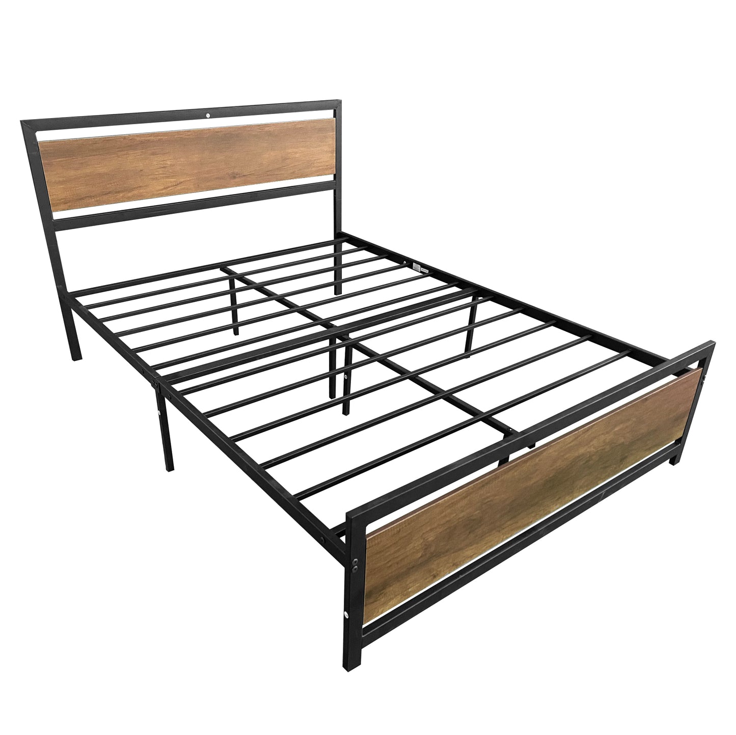 Full Bed Frame with Headboard, Metal Platform Bed Frame Full Size with Strong Steel Slat Supported for Kids Teens Adults, Black, LJ920