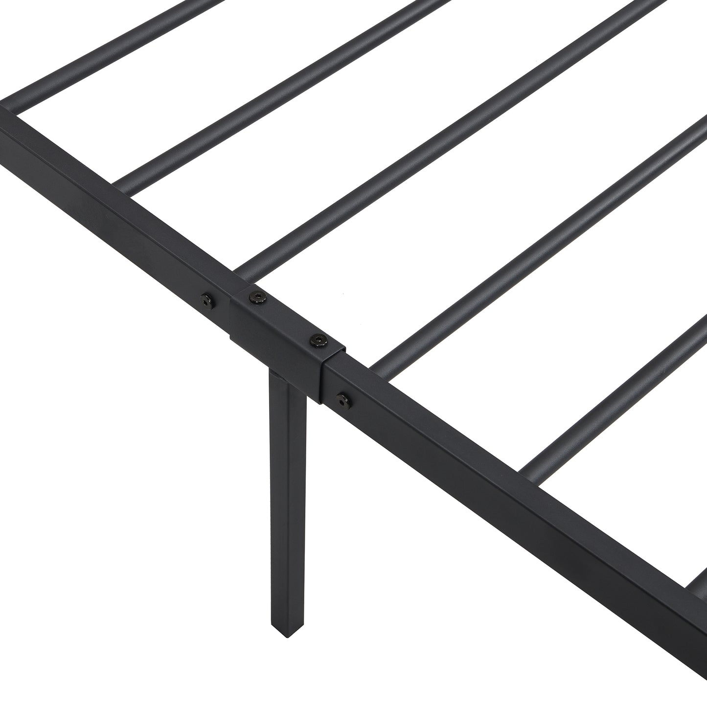SYNGAR Full Size Metal Platform Bed Frame with Industrial Headboard, Steel Legs, Underbed Storage, Bedroom Furnitrue with Strong Slat Support, No Box Spring Needed, Black
