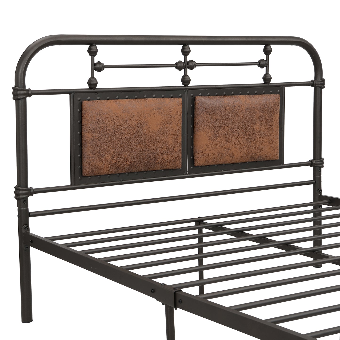 Black Iron Platform Bed Frame Full Size with Vintage Headboard and Footboard, Metal Full Bed Frame Mattress Foundation with 530LBS Load Capacity, No Box Spring Required