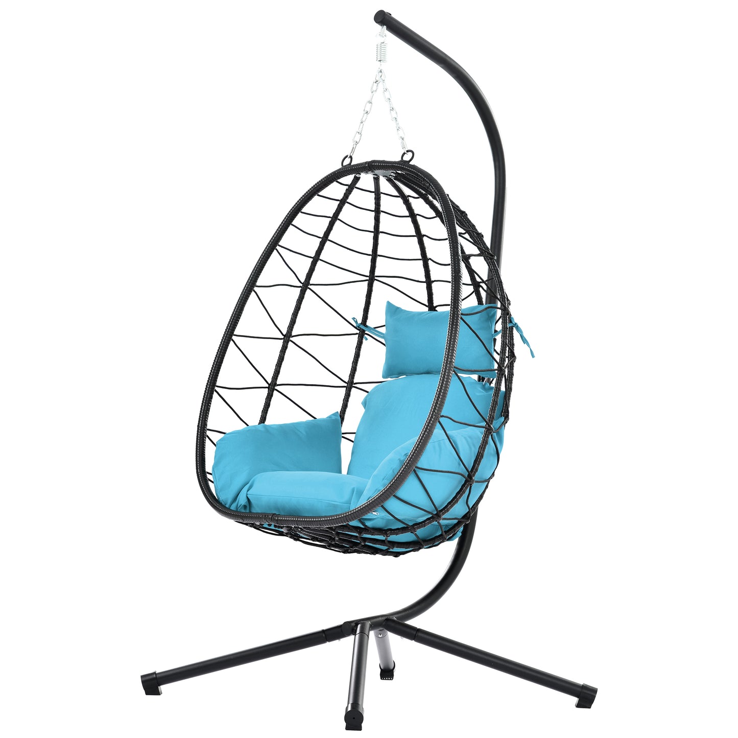 SYNGAR Hanging Egg Chair, Swing Chair with Steel Hammock Stand Set, Hammock Chair with Soft Seat Cushion, Multifunctional Hanging Chairs for Outdoor Indoor Bedroom, Light Blue