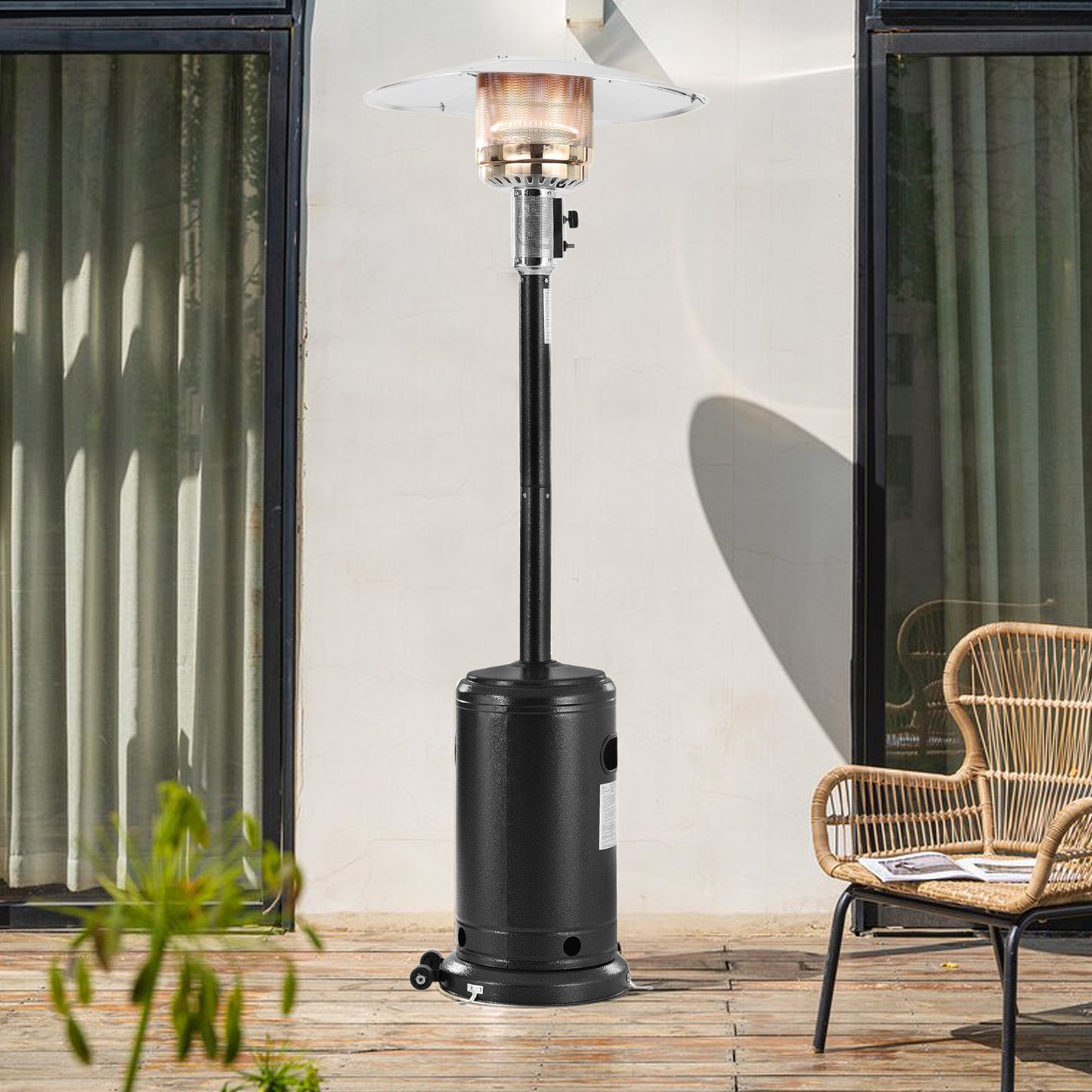 Outdoor Heaters for Patios, 48000BTU Propane Patio Heater with Wheels Safe Auto Shut Off Device for Commercial & Residential, Black, LJ2744