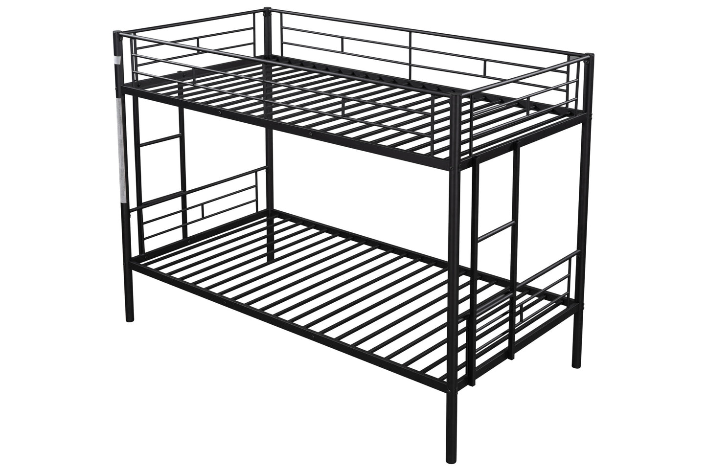Bunk Beds Twin over Twin, Heavy Metal Bunk Bed Twin Size Sturdy 21 Slats Supported and Full-length Guardrail, Loft Bunk Bed Bedroom Furniture for Kids Teens, Black, LJ3311