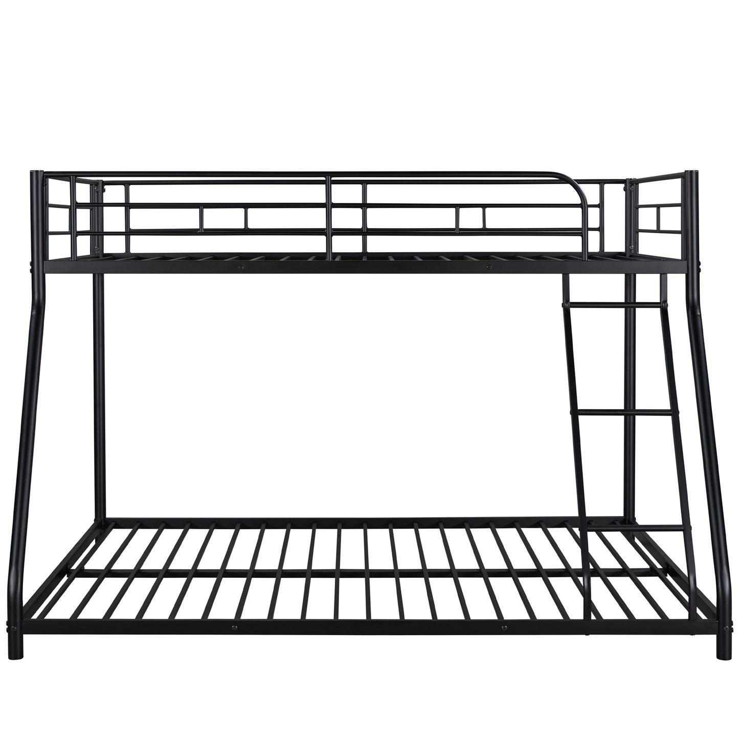 Twin Over Full Bunk Bed with Safety Rails & Ladder, Metal Bed Frame for Dorm Room Kids Bedroom Furniture Heavy Duty Steel Bunk Bed for Boys Girls Teens Adults, Black