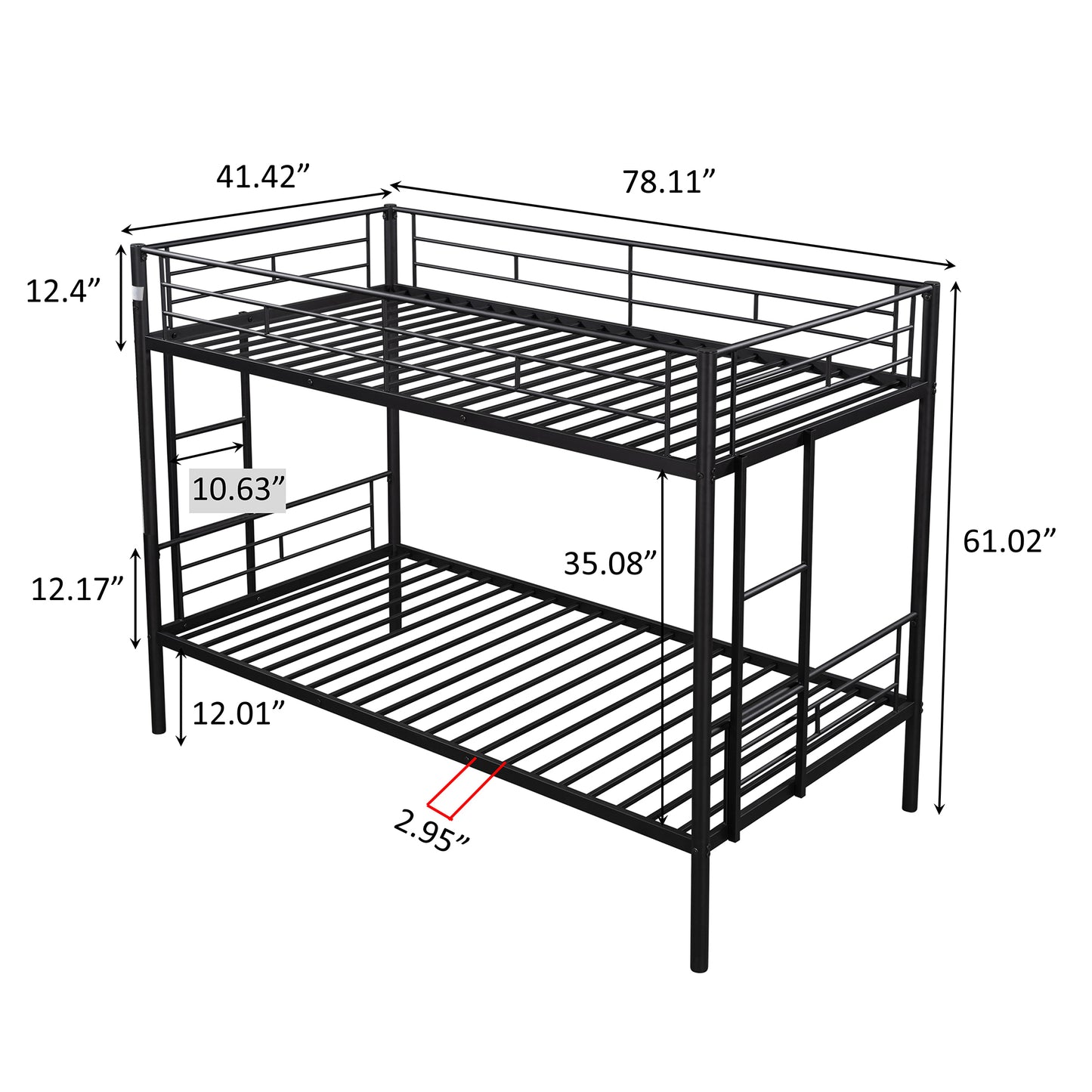 SYNGAR Metal Twin Over Twin Bunk Beds, Twin Bunk Beds for Kids Teens Adults, Industrial Bunkbed No Box Spring Required, Black