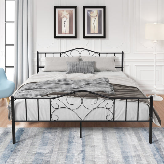 SYNGAR Queen Size Bed Frame, Modern Metal Platform Bed Frame Queen Size with Headboard and 500lb Weight Capacity, No Box Spring Needed