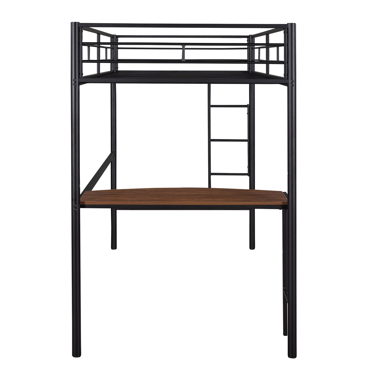 Loft Bed Twin Size, White Platform Bed Bunk Beds with Desk Ladder and Full-length Guardrail, Kids Loft Bed Toddler Bed for Boys Girls, LJ507