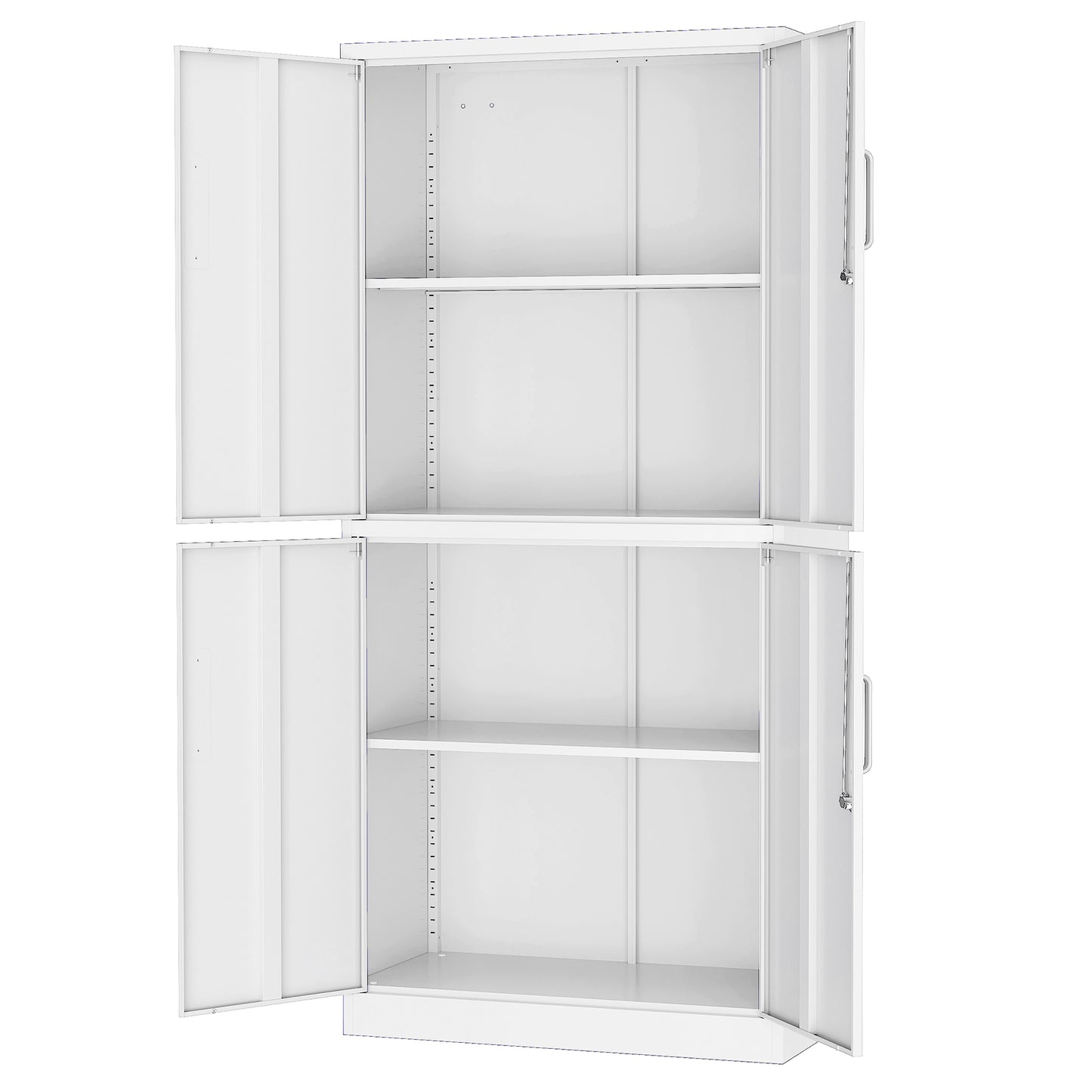 SYNGAR Garage Cabinet, 72in Metal Lock Storage Cabinet with Doors and Shelves, Office Cabinet for Home Office Utility Room Office and Kitchen Pantry, White