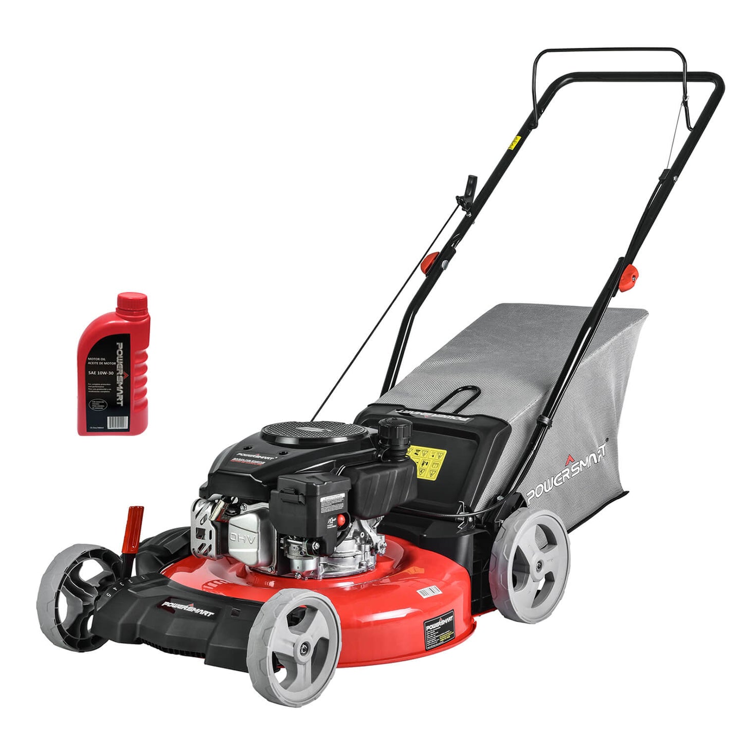 SYNGAR Push Lawn Mower Gas Powered 21 Inch 144CC 4-Stroke Engine 3-in-1 with Bag, 5 Adjustable Heights