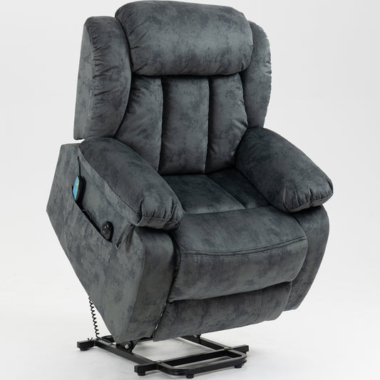 Power Lift Recliner Chair, Elderly Sofa with Heat Therapy and Massage Function, Remote Control, Living Room Furniture Heavy Duty Power Lift Recliner with Side Pocket for Home Use, Blue