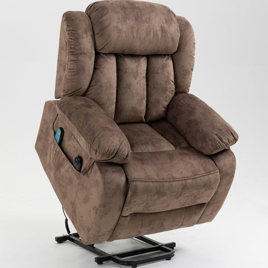 Electric Massage Chair with Remote Control, Power Lift Recliner Chair with Heat Therapy and Massage Function, Home Furniture Elderly Single Recliner Sofa for Living Room Bedroom, Brown