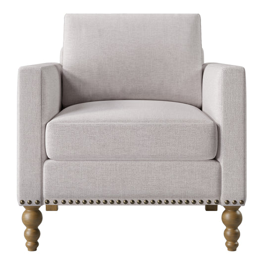 SYNGAR Accent Chair for Living Room, Bedroom Comfy Reading Armchair, Mid Century Modern Arm Chair Soft Upholstered Cozy Side Single Sofa Chair Relaxing Seating, Beige