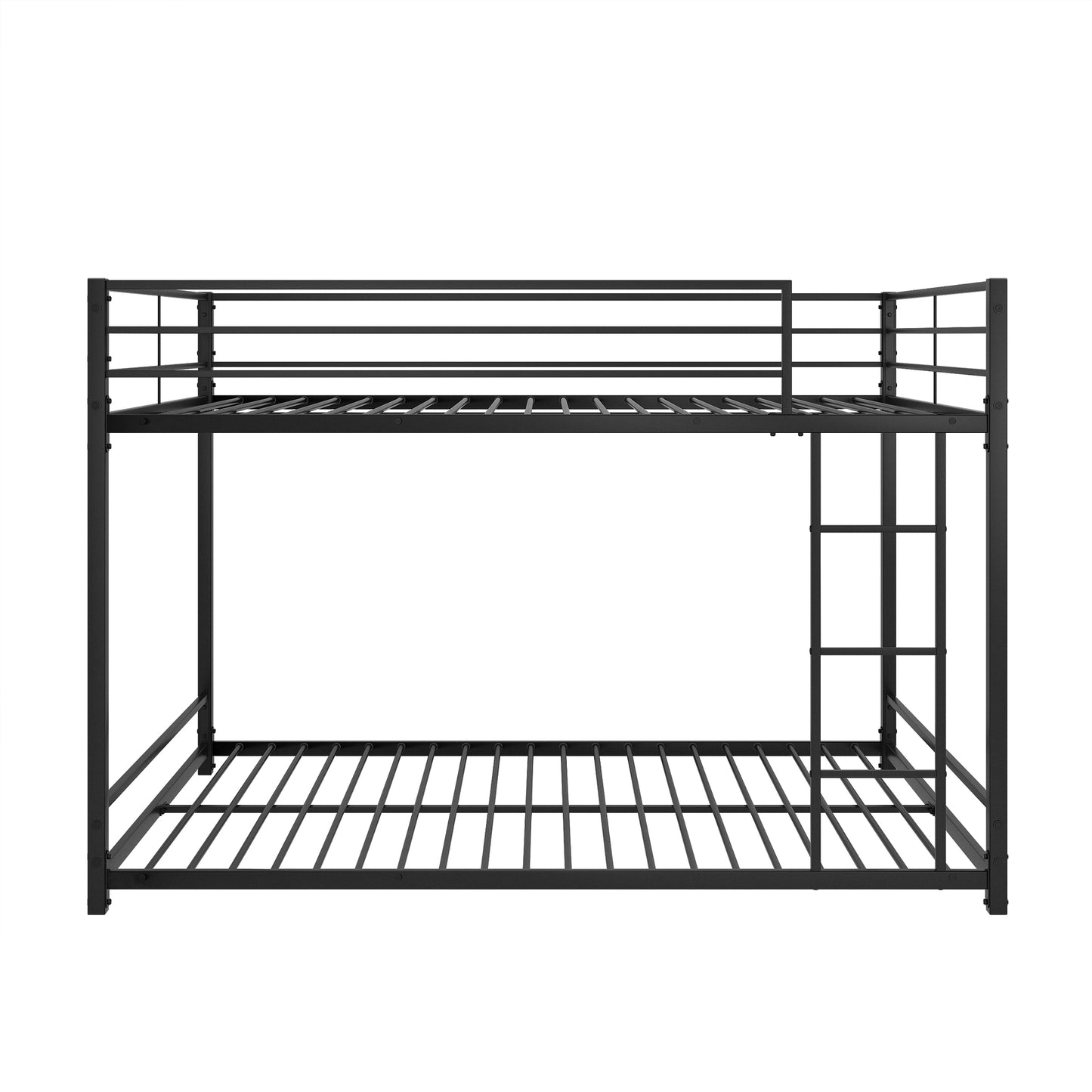 Bunk Bed Full over Full, SYNGAR Space Saver Bunk Bed with Heavy-Duty Metal Frame, Safety Guardrail & Ladder, Full Size Metal Bunk Bed Frame for Kids Boys Girls, No Box Spring Needed, Black, D1961