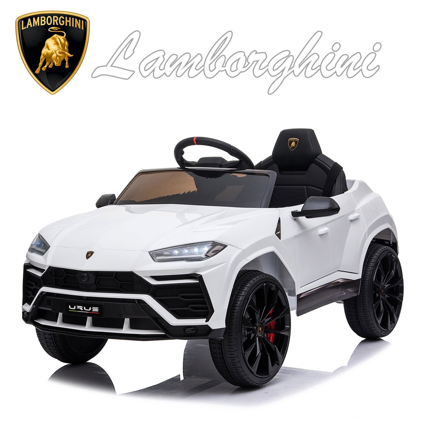 SYNGAR White 12V Lamborghini Powered Ride on with 2 Control Modes, 3 Speeds, LED Lights and MP3 Player