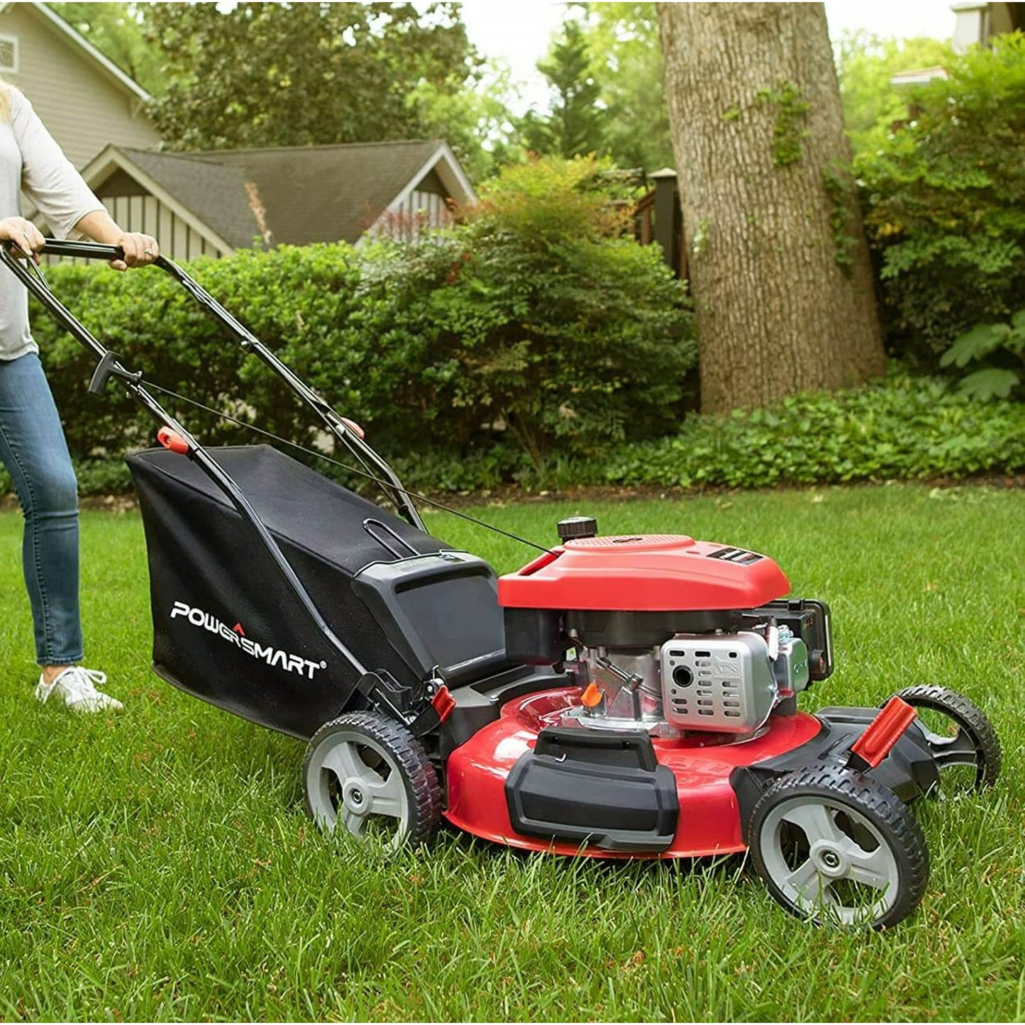 SYNGAR Push Lawn Mower Gas Powered 21 Inch 209CC 4-Stroke Engine 3-in ...