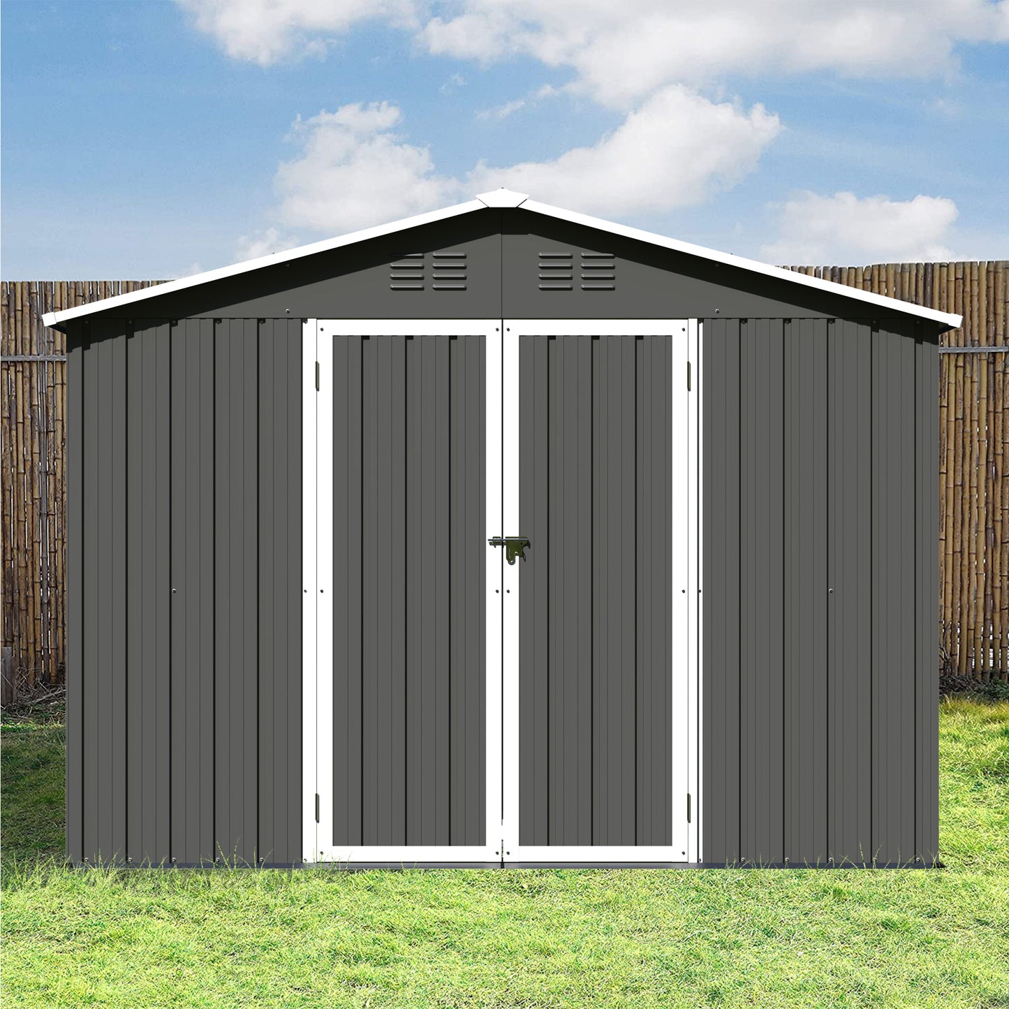 6' x 4' Outdoor Metal Storage Shed, Tools Storage Shed, Galvanized Steel Garden Shed with Lockable Doors, Outdoor Storage Shed for Backyard, Patio, Lawn, Y038