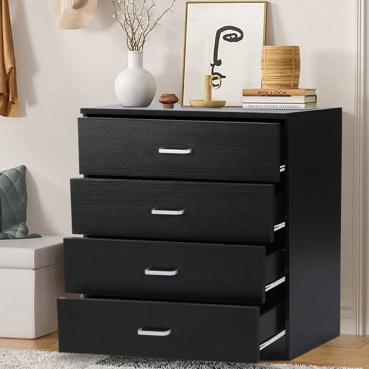 SYNGAR Black 4 Drawer Dresser, Chest of Drawers for Bedroom, Modern St