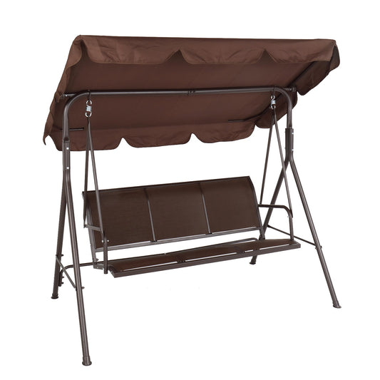 3 Person Outdoor Patio Swing Seat with Adjustable Canopy, All Weather Resistant Hammock Swing Chair W/ Removable Cushions, High Load-Bearing Sunshade Swing for Patio Garden Pool Balcony, T801