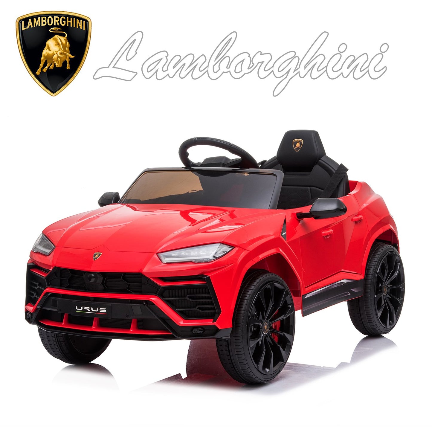 Red Licensed Lamborghini 12 V Powered Ride on Cars with Remote Control, 3 Speeds, LED Lights, MP3 Player, Horn, Kids Electric Vehicles Ride on Toy for Boys Girls
